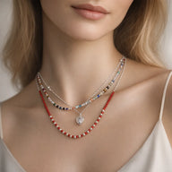 Collar Triple Corazón Circón Esferas Cristales Multicolor