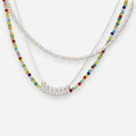 Collar Triple Esferas Cristales Multicolor