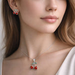 Conjunto Cereza Esmaltada Circones Esmeralda