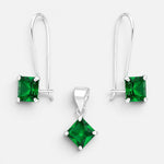 Conjunto Circón Esmeralda 6x6 mm