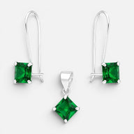 Conjunto Circón Esmeralda 6x6 mm