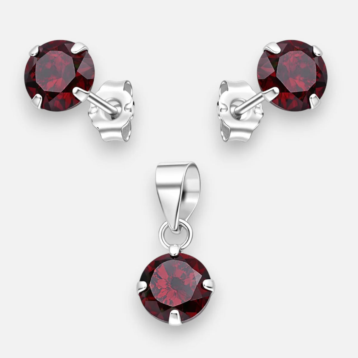 Conjunto Circón Granate 6 mm