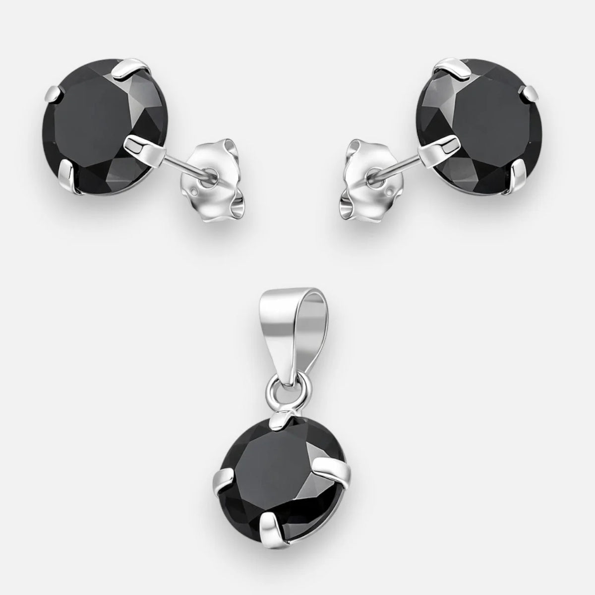 Conjunto Circón Ónix 8 mm