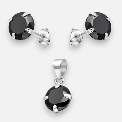 Conjunto Circón Ónix 8 mm