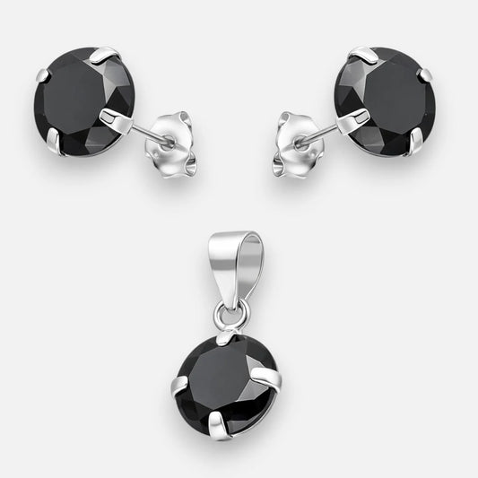 Conjunto Circón Ónix 8 mm