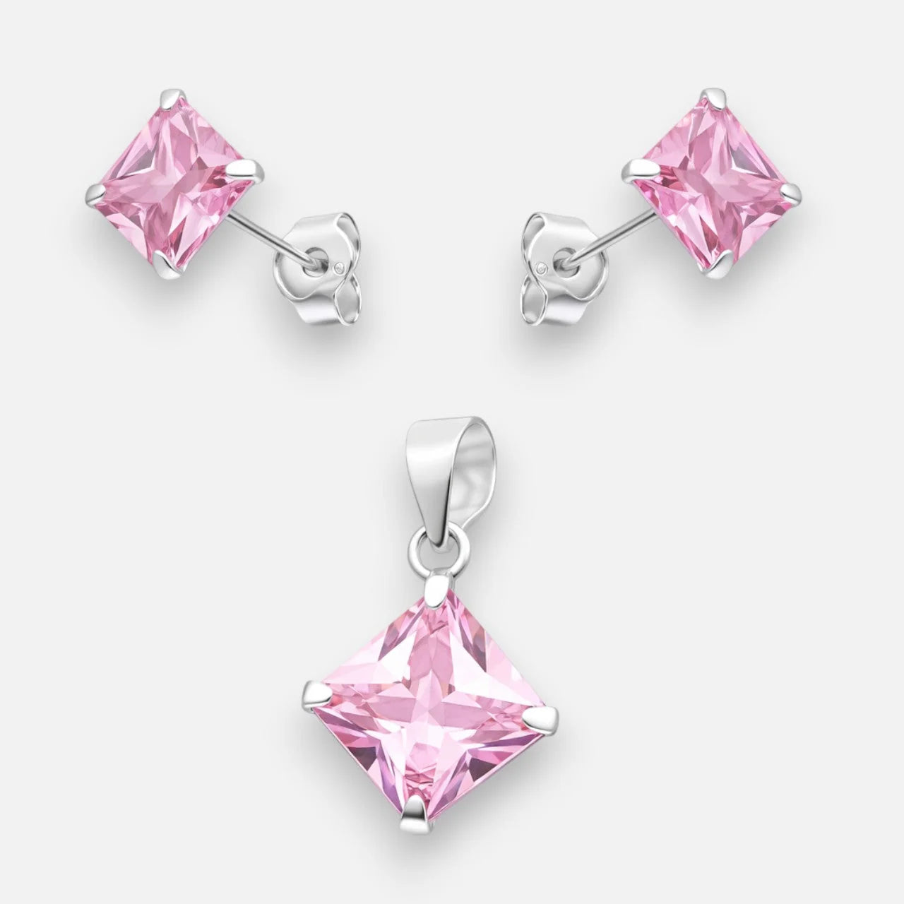 Conjunto Circón Rosa Francia 6x8 mm