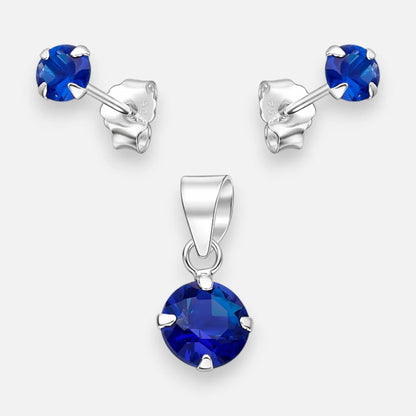 Conjunto Circón Zafiro 4x6 mm