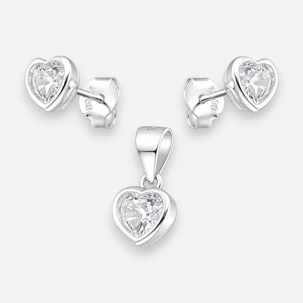 Conjunto Corazón Circón 6x6 mm