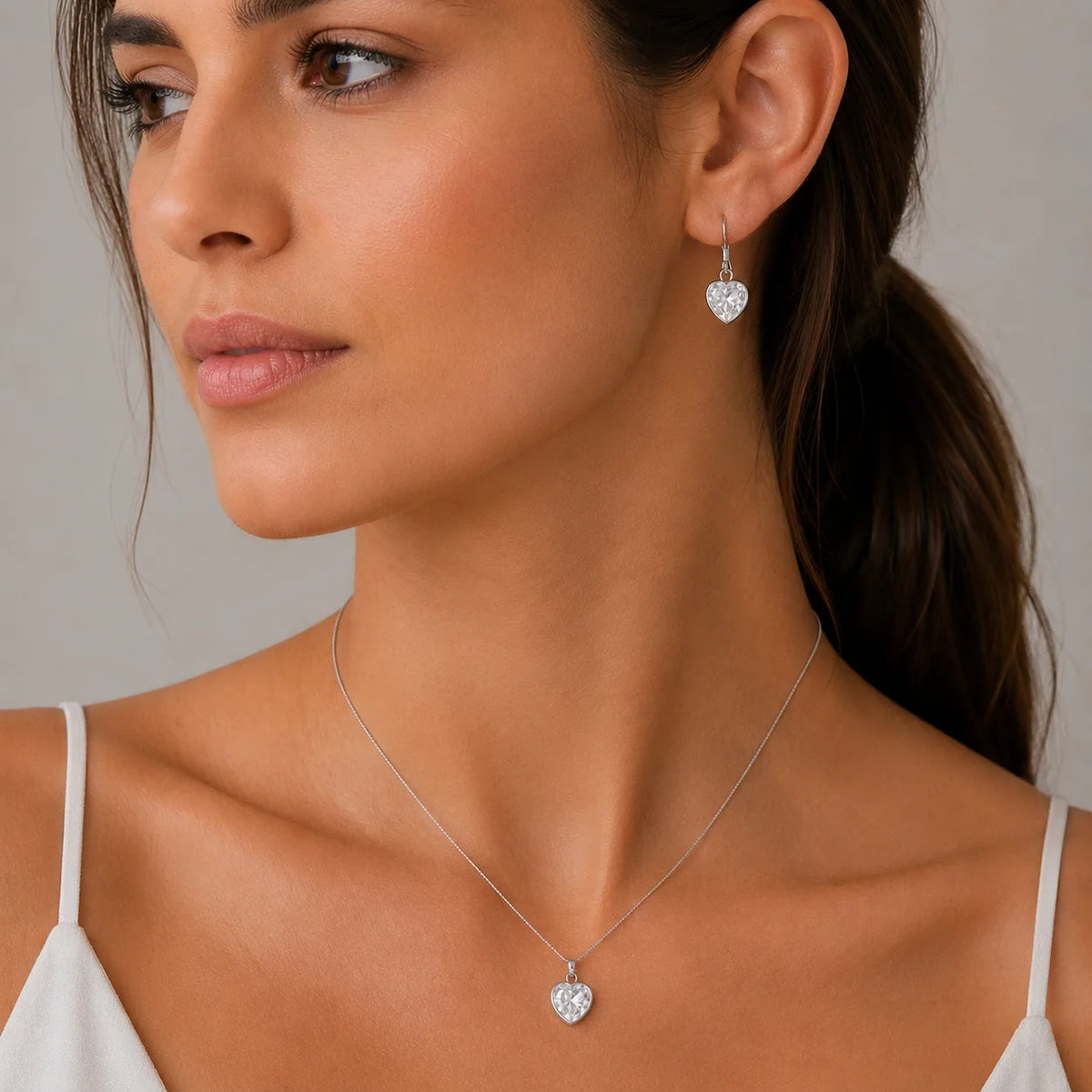 Conjunto Corazón Circón 8mm
