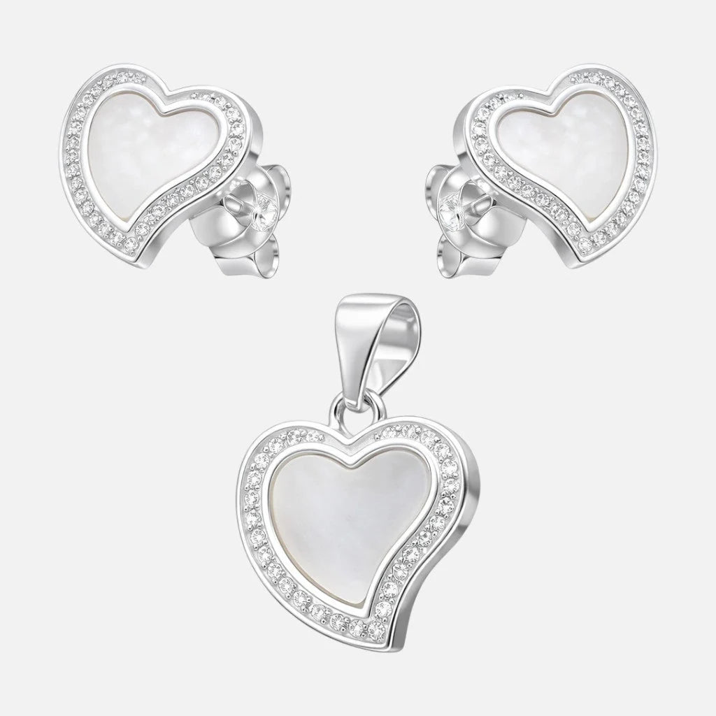 Conjunto Corazón Nácar Circones
