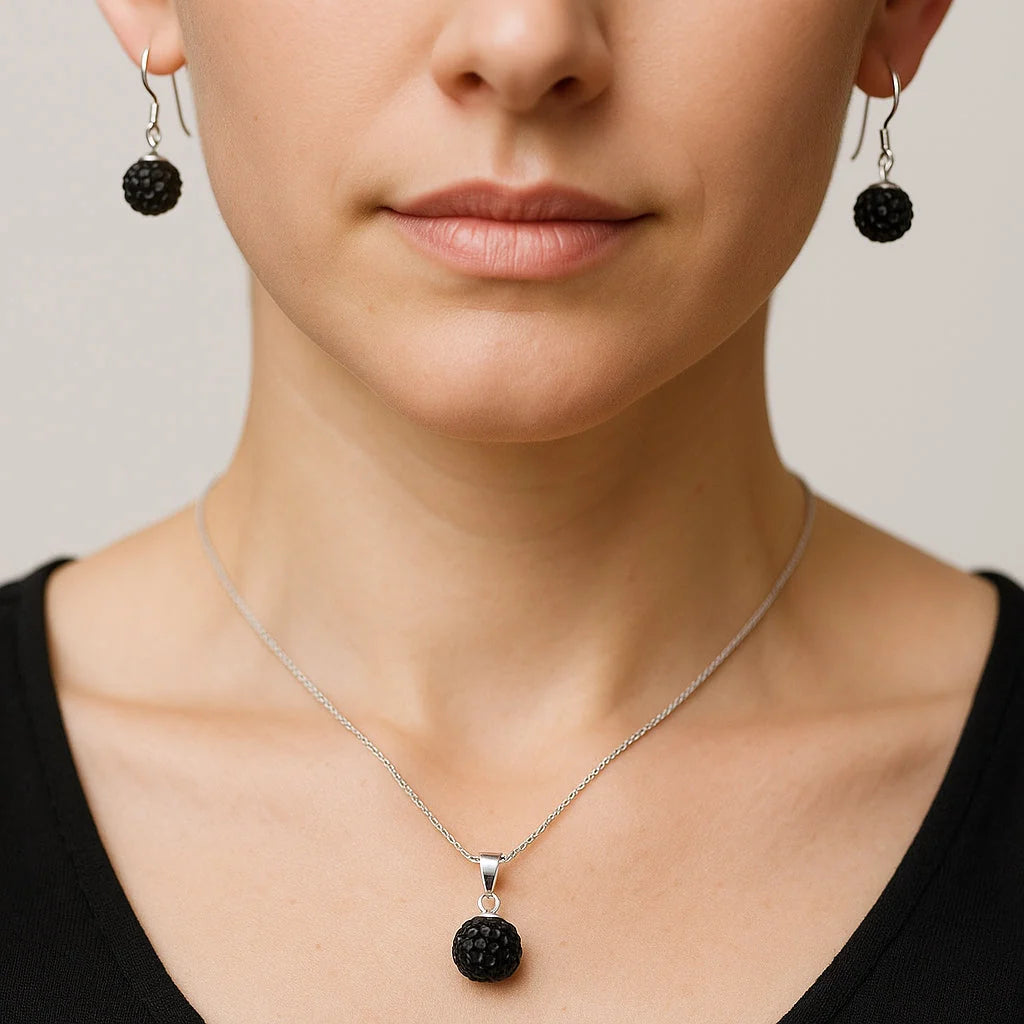 Conjunto Esfera Cristales Negro