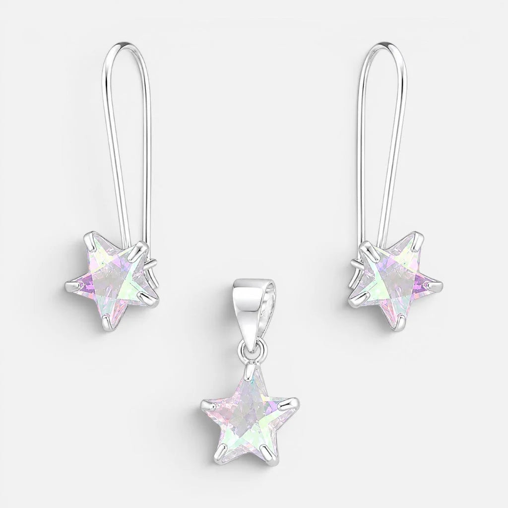 Conjunto Estrella Circón Tornasol 8 mm