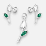 Conjunto Flor Tulipán Circón Esmeralda