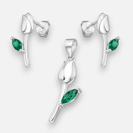 Conjunto Flor Tulipán Circón Esmeralda
