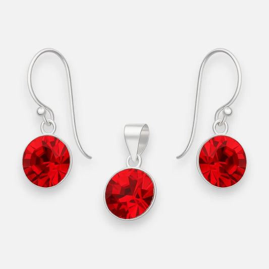 Conjunto Hecho con Cristal Swarovski Rojo 8 mm
