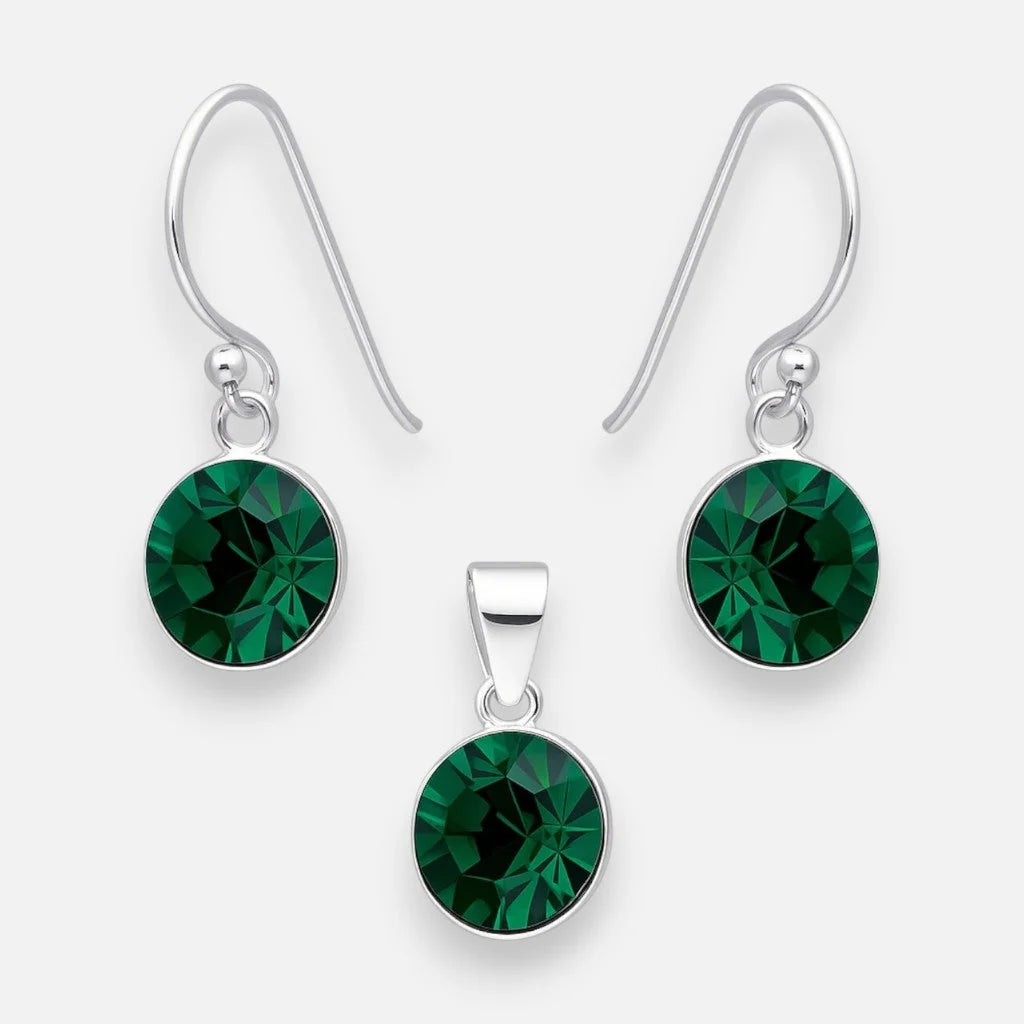 Conjunto Hecho con Cristal Swarovski Verde 8 mm