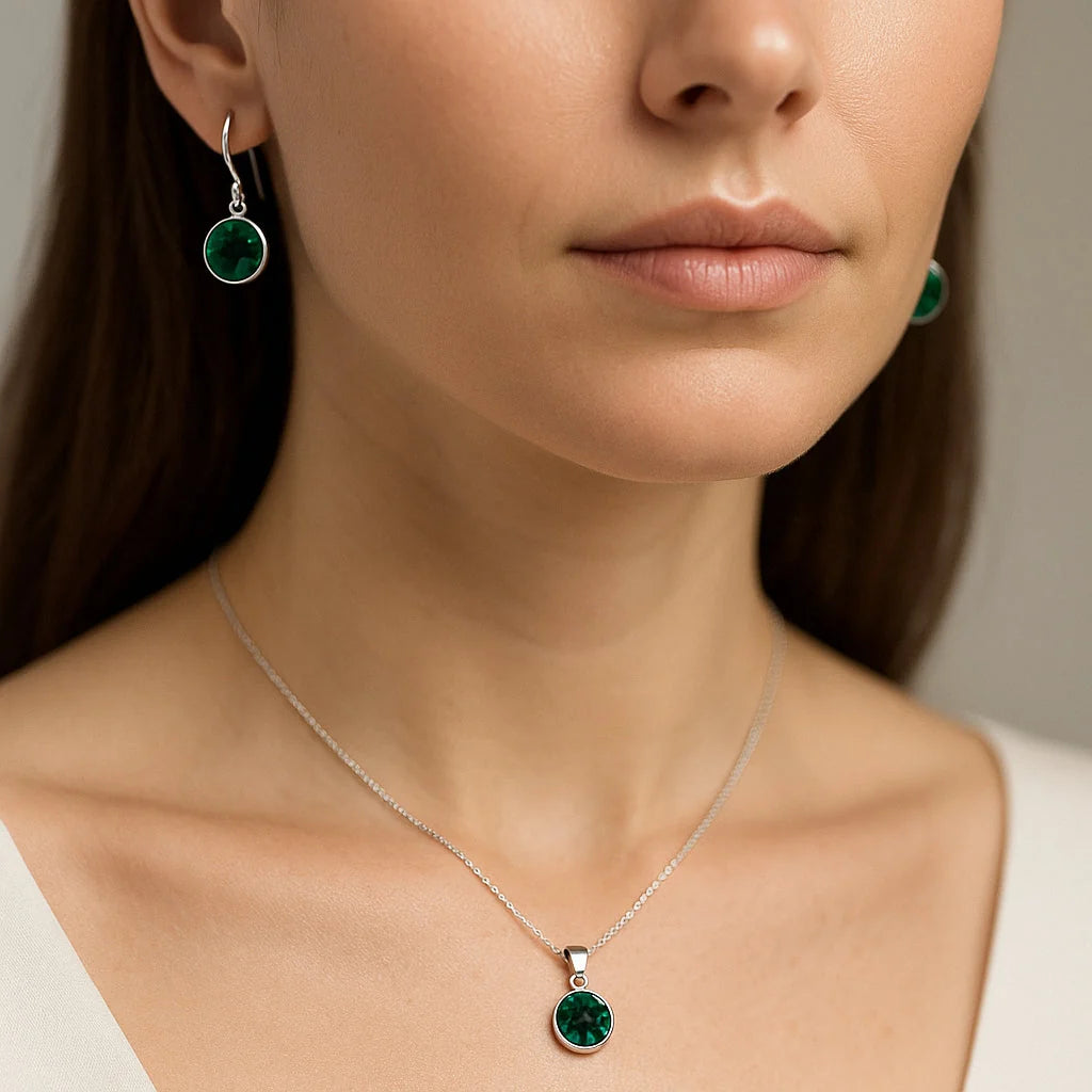 Conjunto Hecho con Cristal Swarovski Verde 8 mm