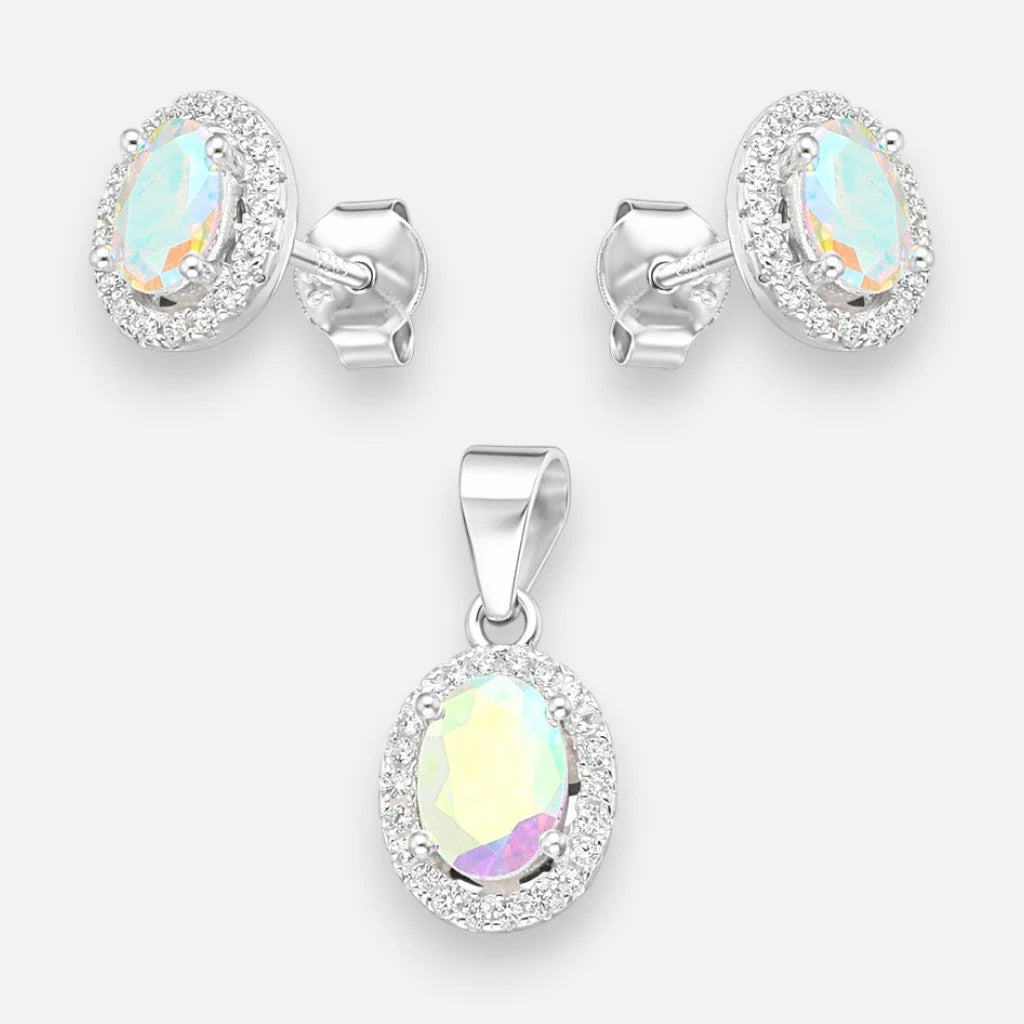Conjunto Óvalo Circón Tornasol