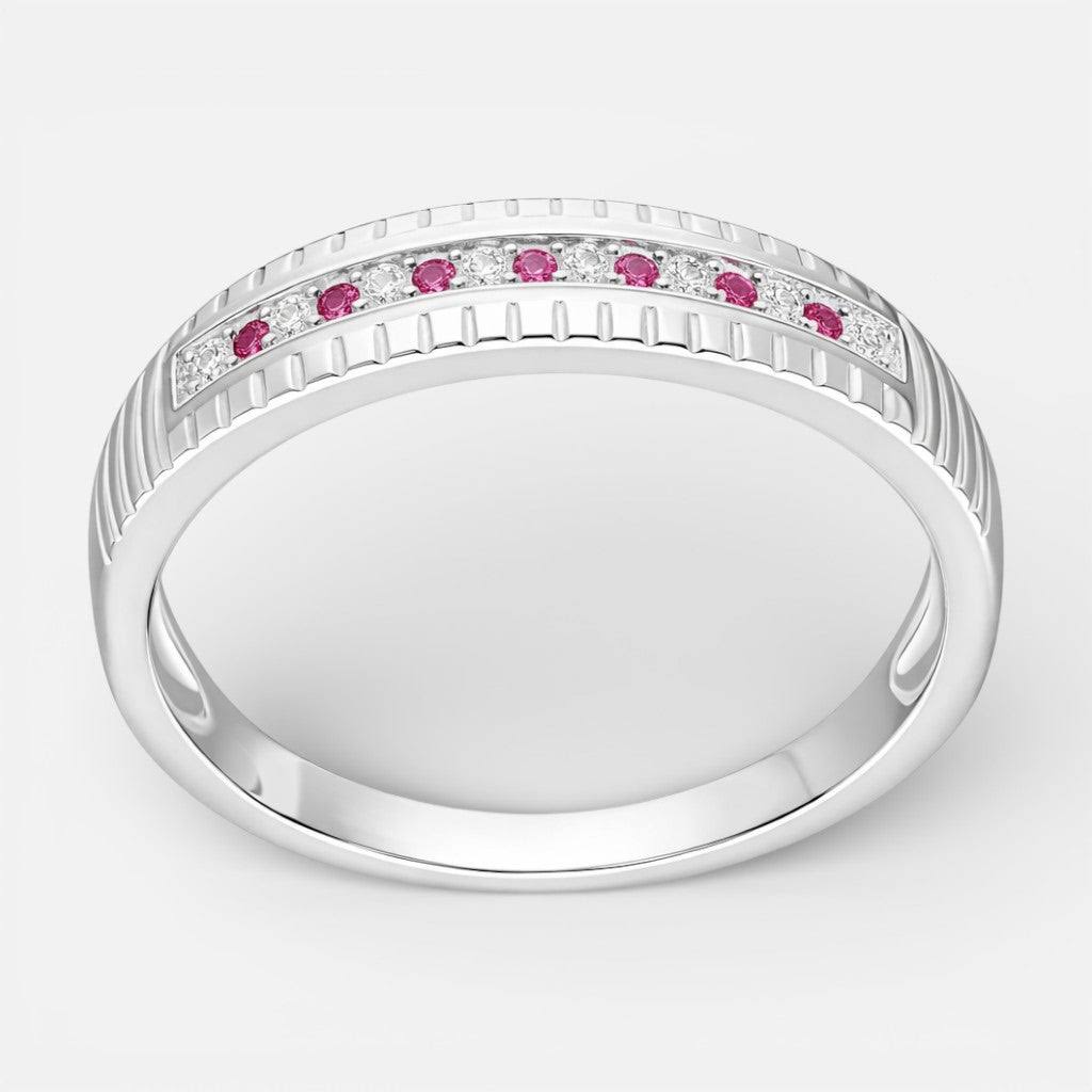 Anillo Cintillo Circones Rubí