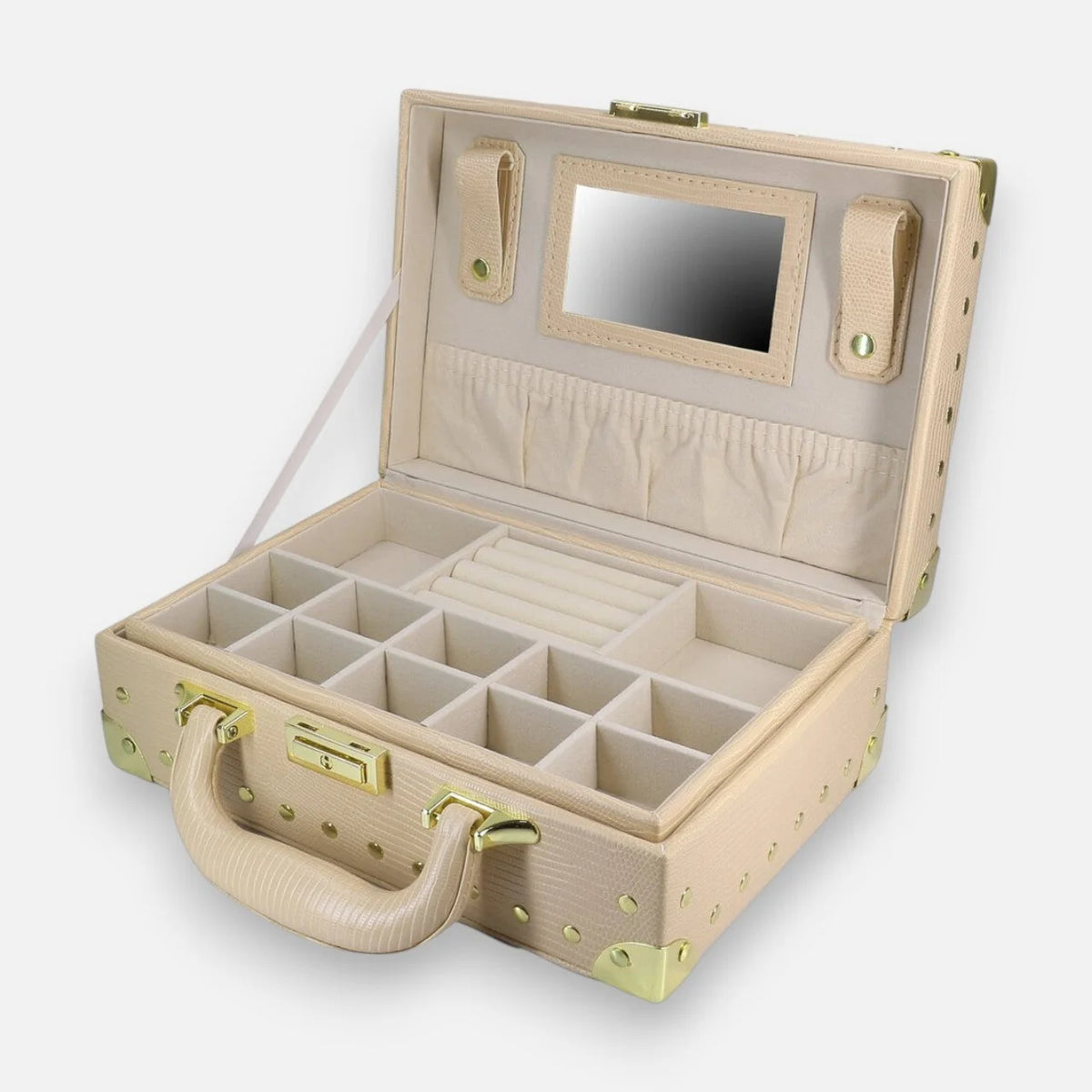 Joyero Maleta Organizador Beige