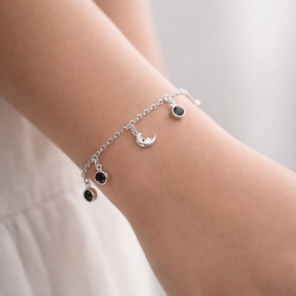 Pulsera Rolo Media Luna Circones Ónix