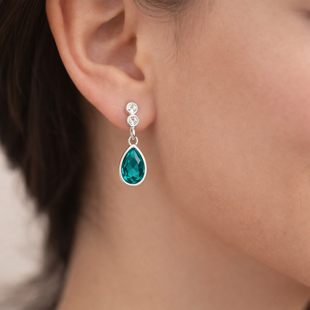 Aro Gota Cristal Hecho con Swarovski® Turquesa