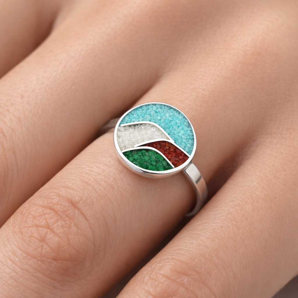 Anillo Montañas Piedra Picada Multicolor