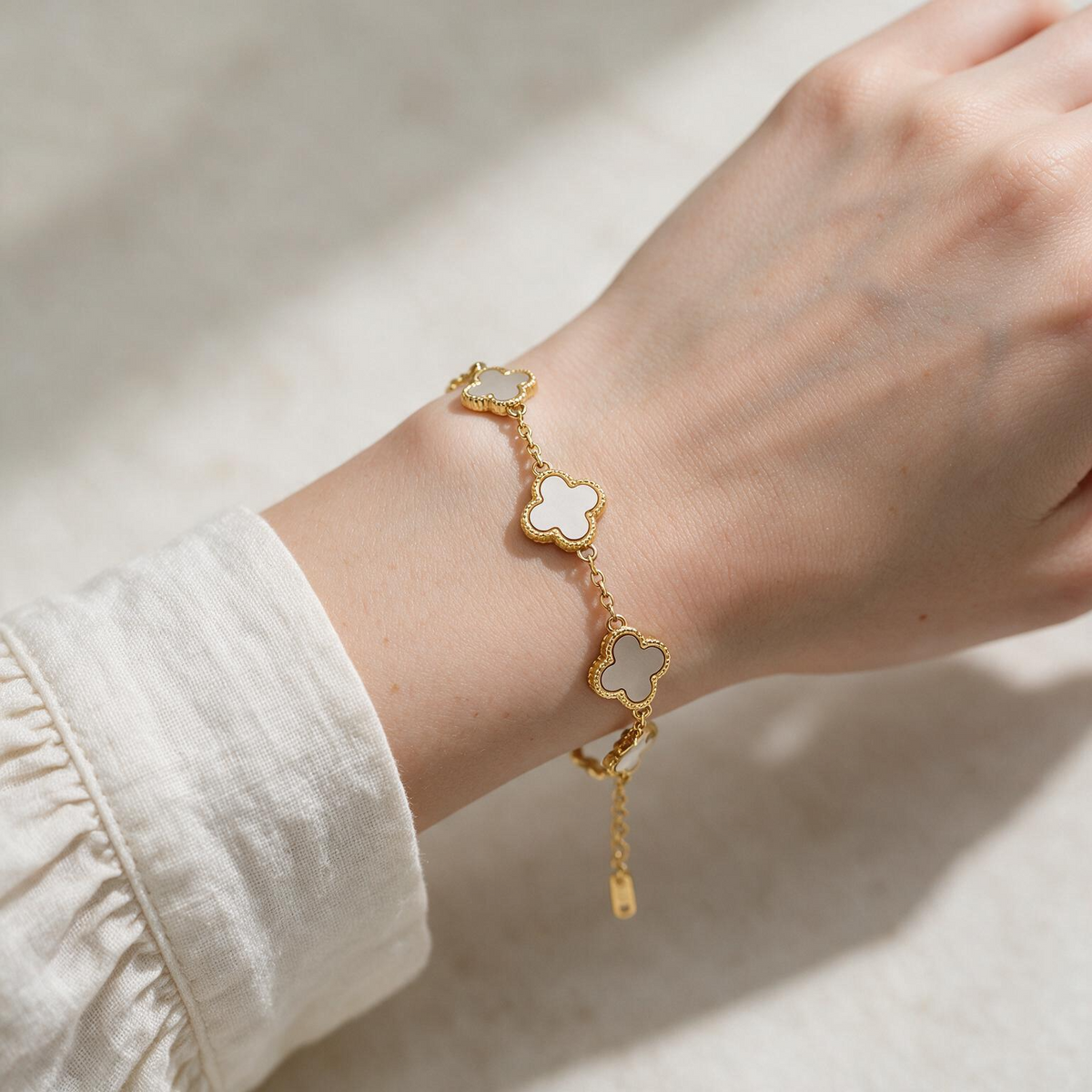 Pulsera Trébol de la Suerte Nácar