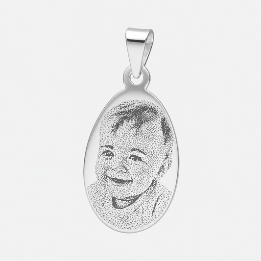 Colgante Placa Ovalada Pequeña con Fotograbado 21x14 mm