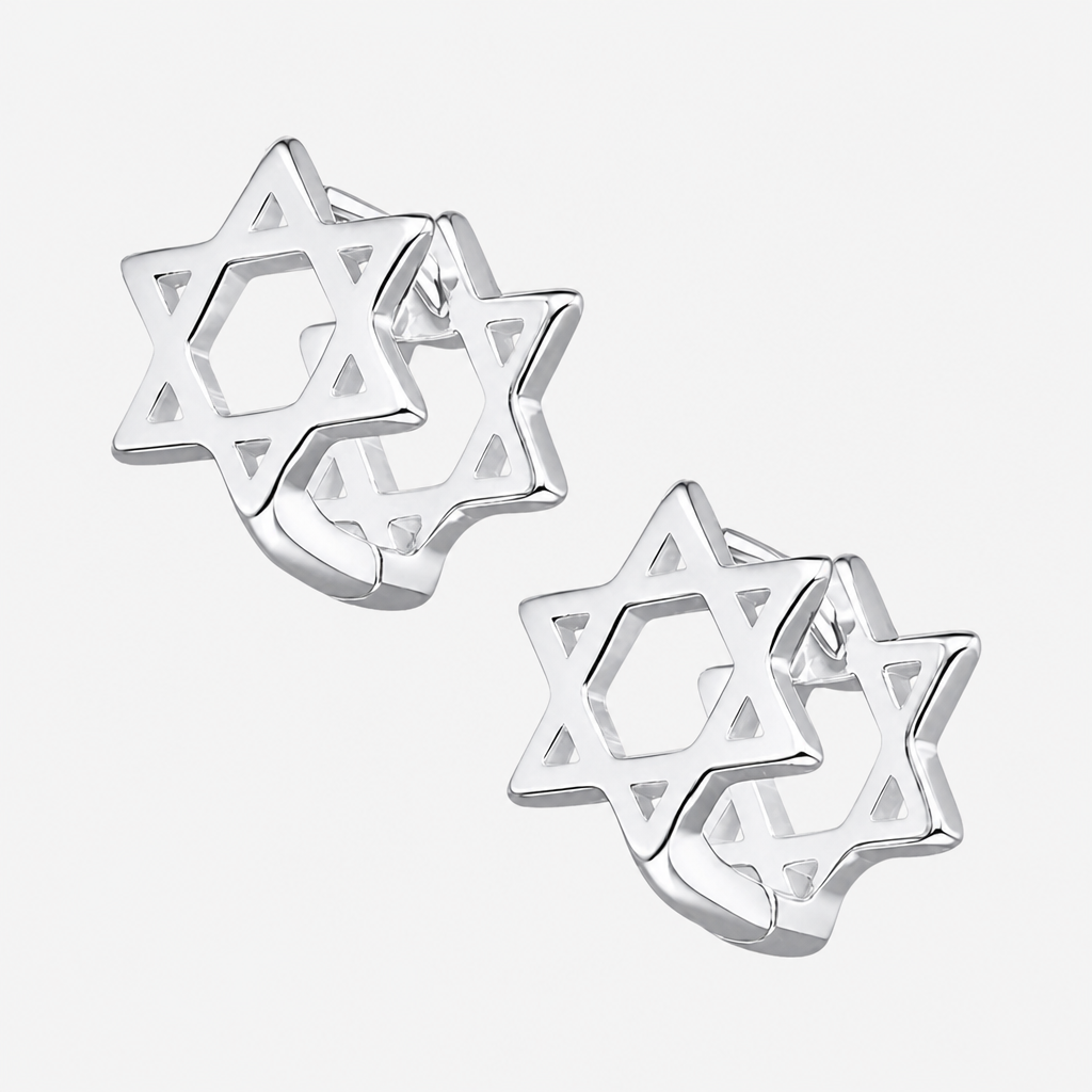 Argolla Huggie Estrella de David 10 mm