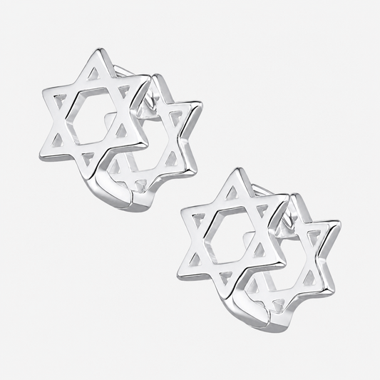 Argolla Huggie Estrella de David 10 mm