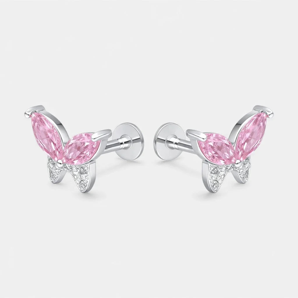 Piercing Flat Mariposa Circones Rosa Francia