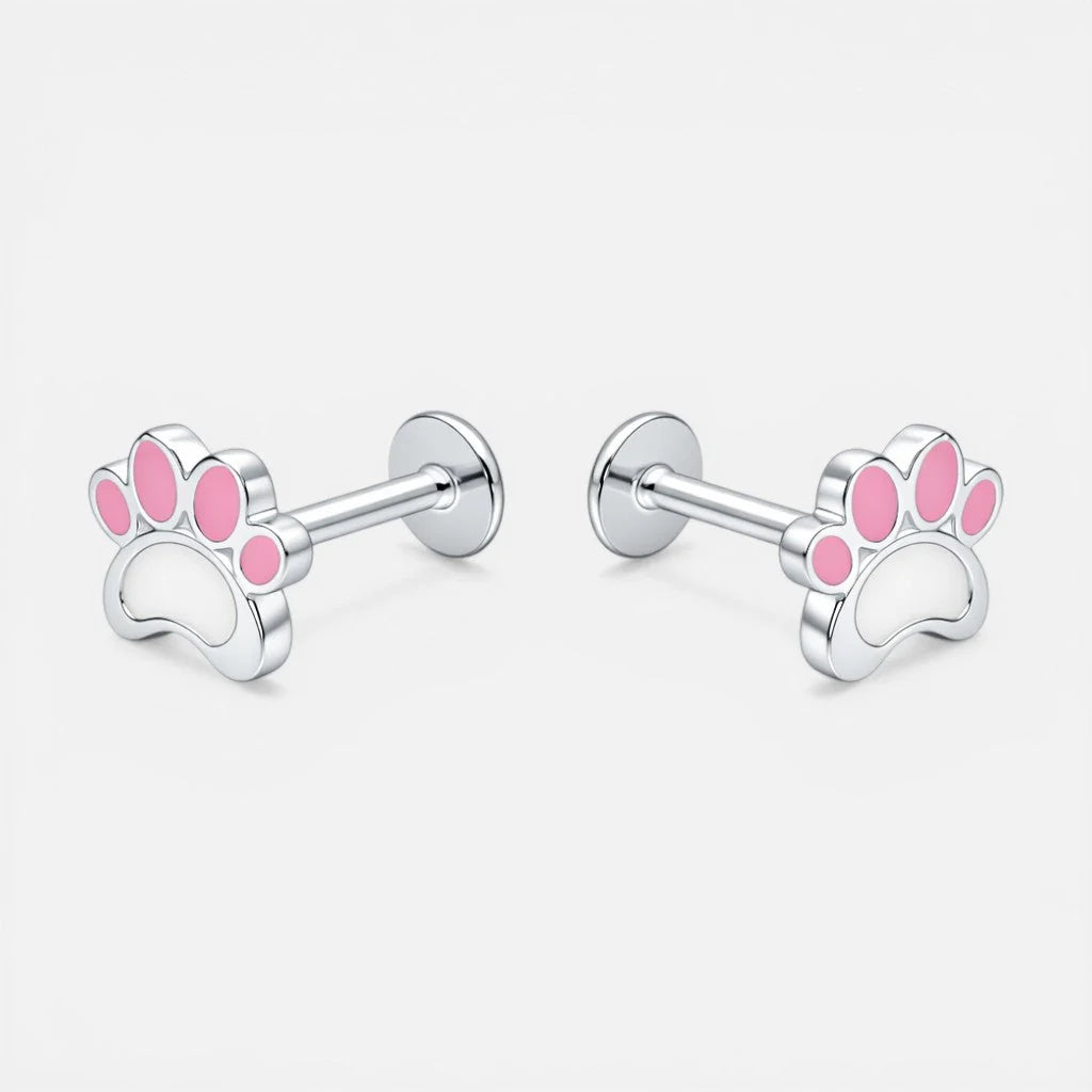 Piercing Flat Patita Esmaltado Rosa 6 mm