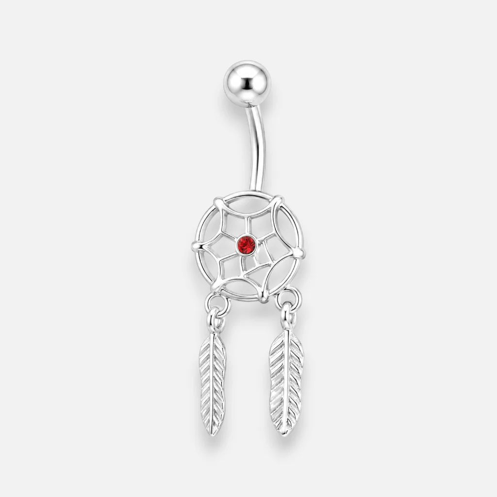 Piercing Ombligo Atrapasueños Circón Rubí