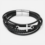 Pulsera Acero Quirúrgico Trenzada Cruz