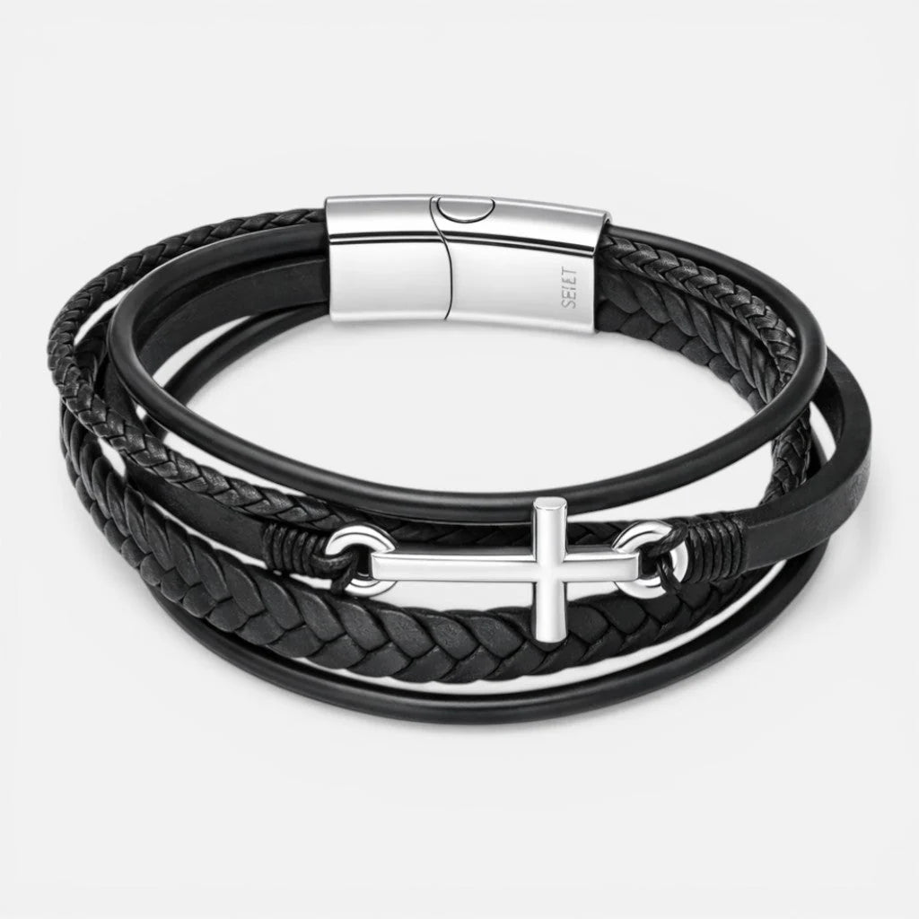 Pulsera Acero Quirúrgico Trenzada Cruz