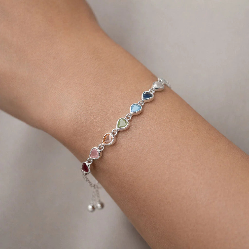 Pulsera Ajustable Corazones Circones 7 Chakras