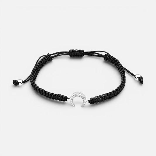 Pulsera Ajustable Hilo Negro Luna Invertida Circones