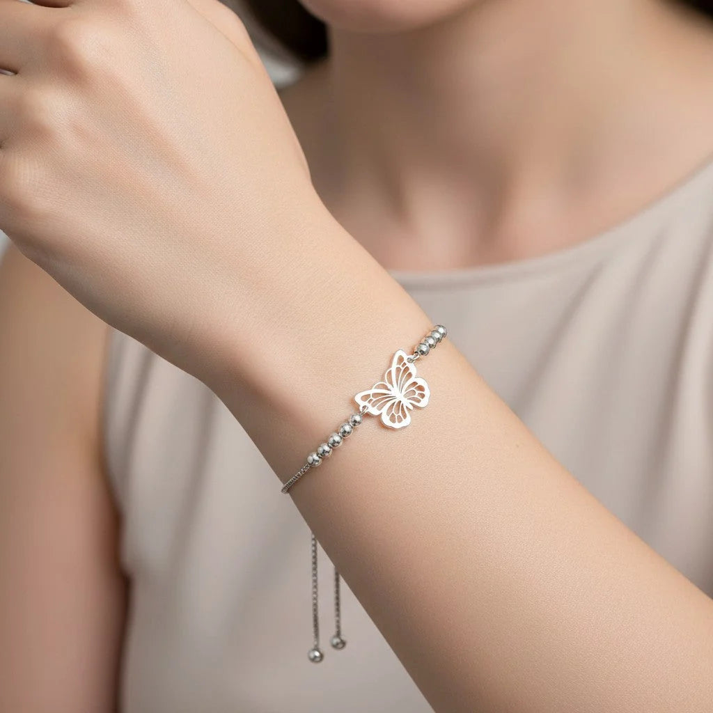 Pulsera Ajustable Mariposa Esferas