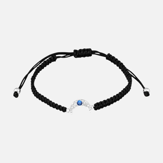 Pulsera Ajustable Hilo Media Luna Circón Zafiro