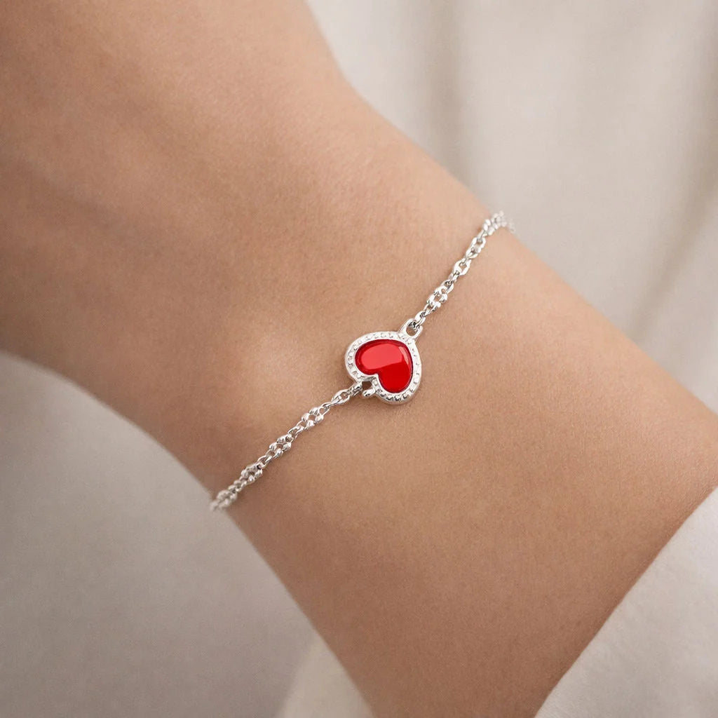 Pulsera Corazón Esmaltado 17 cm