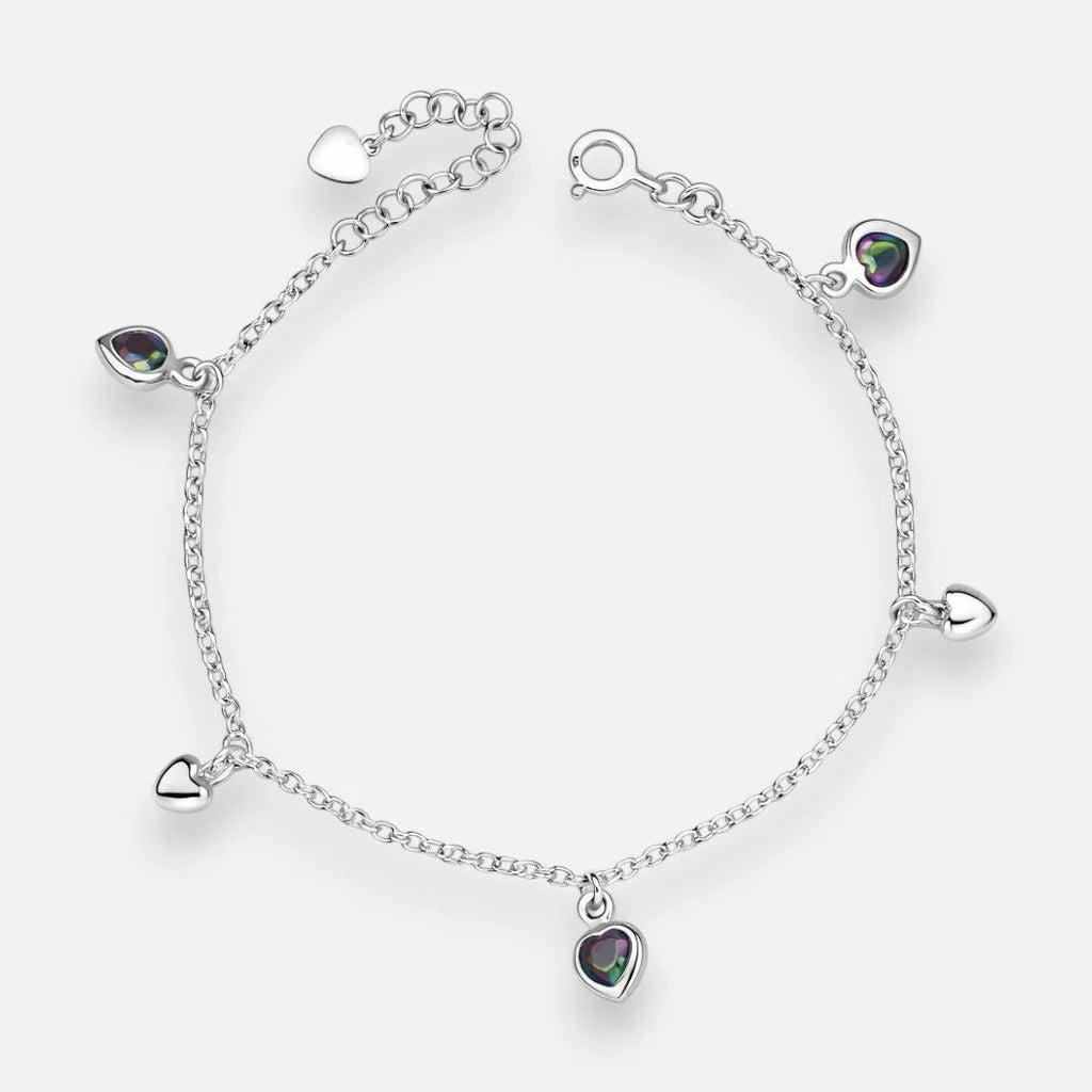 Pulsera Corazones Circón Topacio Místico