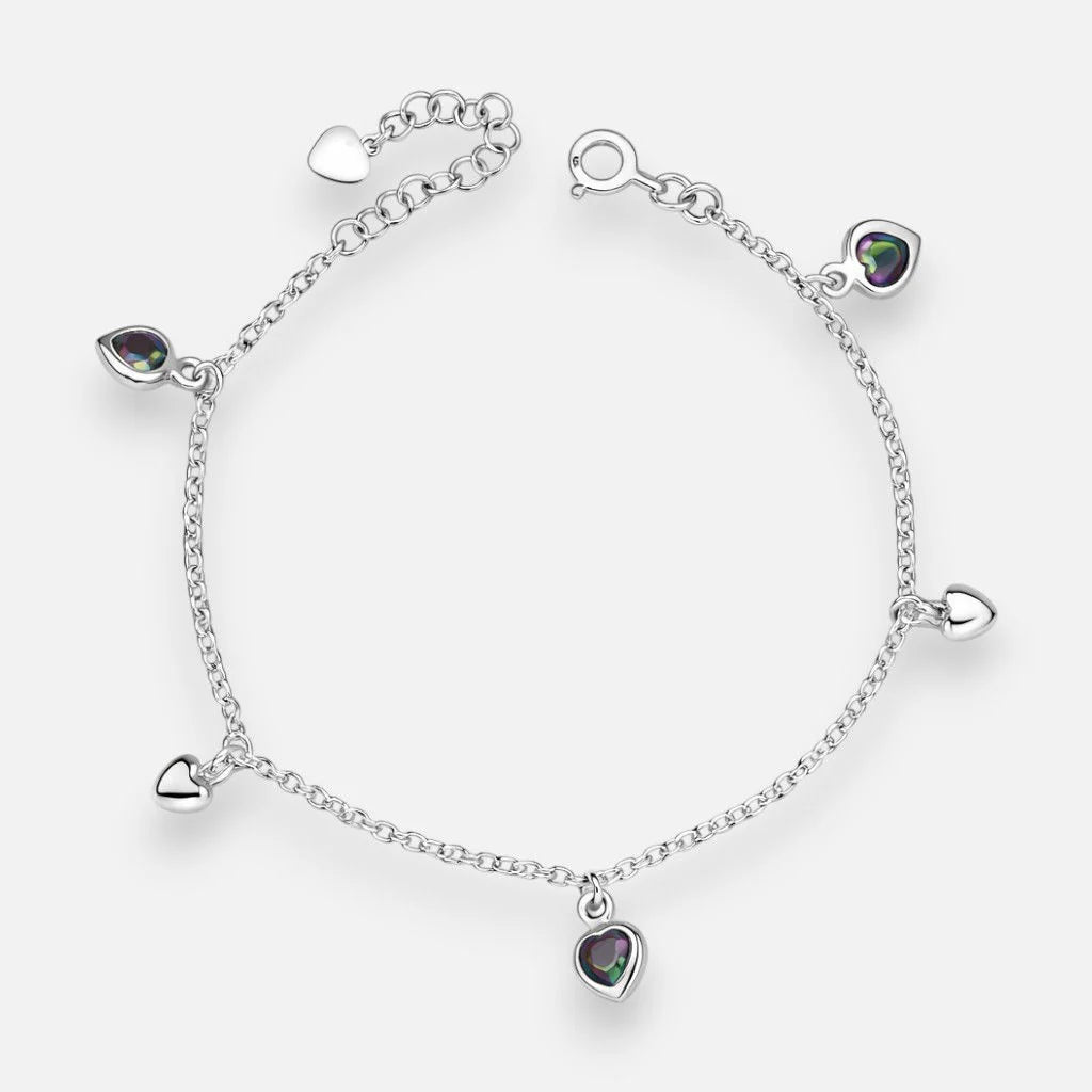 Pulsera Corazones Circón Topacio Místico