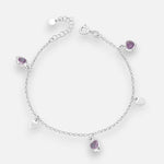 Pulsera Rolo Corazones Circones Amatista