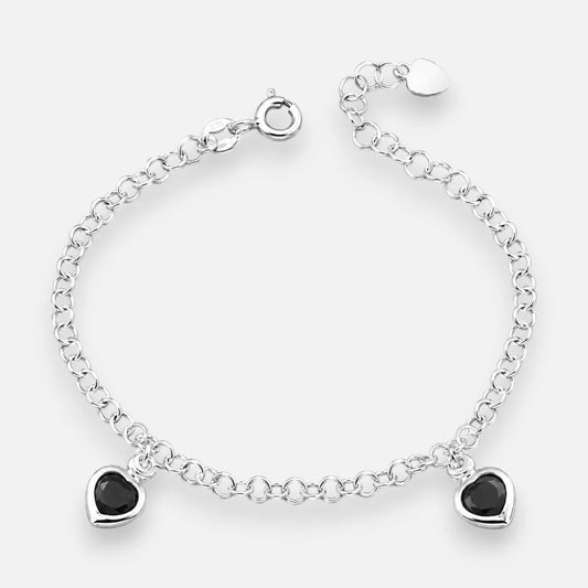 Pulsera Corazones Circones Ónix 17 cm