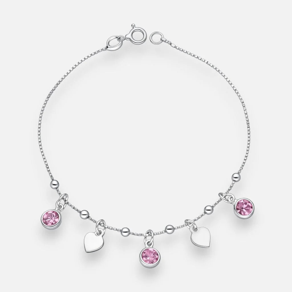 Pulsera Corazones Circones Rosa Francia