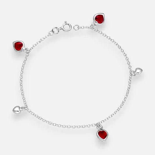 Pulsera Corazones Circones Rubí