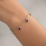 Pulsera Corazones Circones Rubí