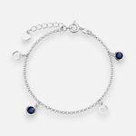 Pulsera Corazones Circones Zafiro 17 cm