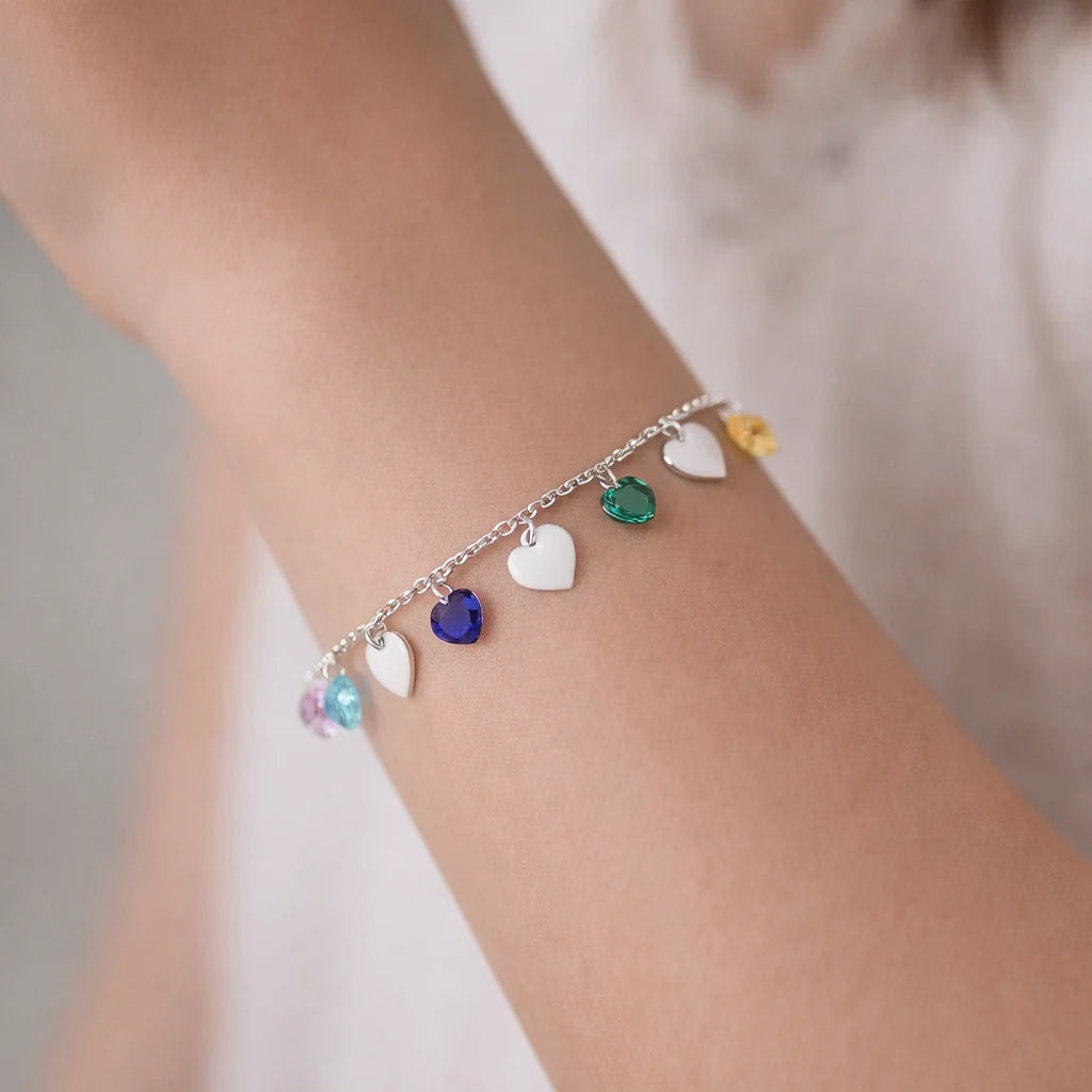 Pulsera Corazones Cristales Hecho con Swarovski Multicolor